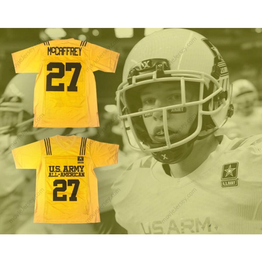 CUSTOM ANY Name Number CHRISTIAN MCCAFFREY 27 U.S. ARMY HIGH SCHOOL ALL-AMERICAN YELLOW FOOTBALL JERSEY Top Stitched S-6XL
