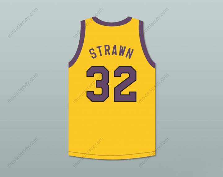 CUSTOM ANY Name Number TOMMY STRAWN 32 YELLOW BASKETBALL JERSEY WITH MARTIN PATCH Top Stitched S-6XL