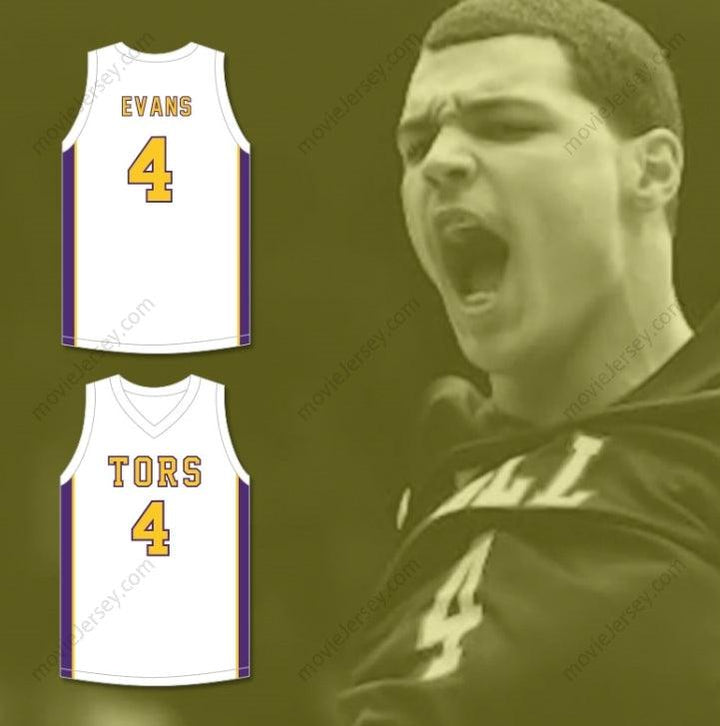 CUSTOM ANY Name Number MIKE EVANS 4 BALL HIGH SCHOOL TORS WHITE BASKETBALL JERSEY 1 Top Stitched S-6XL