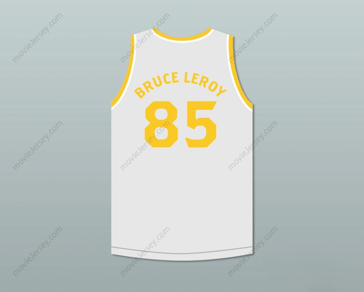 CUSTOM ANY Name Number BRUCE LEROY GREEN 85 MORTAL KOMBAT THE LAST DRAGON WHITE WITH YELLOW GRAPHICS JERSEY AND EMBROIDERED PATCH Top Stitched S-6XL