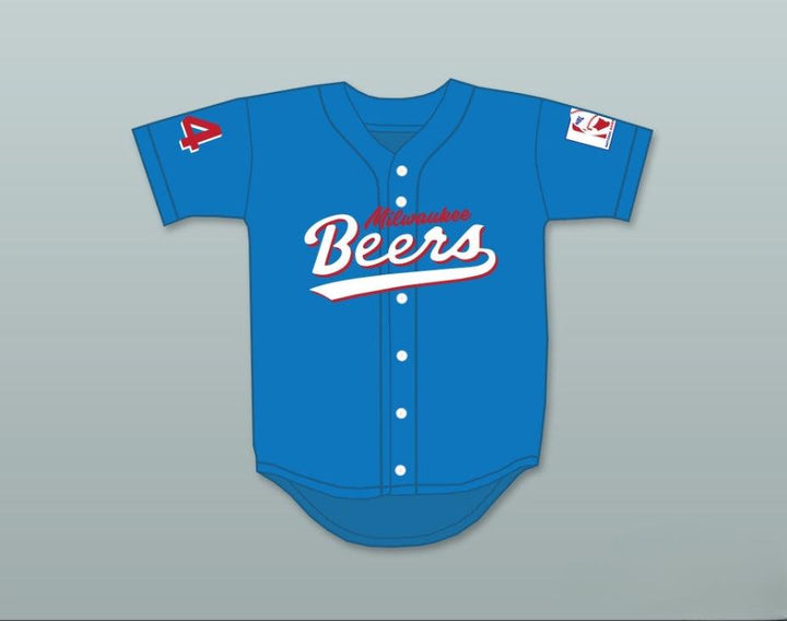 Custom Any Name Number JOE COOPER 44  BEERS LOGO DELUXE BASEKETBALL BLUE BASEBALL JERSEY Top Stitched S-6XL