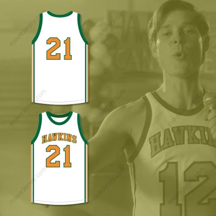 CUSTOM ANY Name Number JASON CARVER 21 HAWKINS HIGH SCHOOL TIGERS WHITE BASKETBALL JERSEY 1 Top Stitched S-6XL