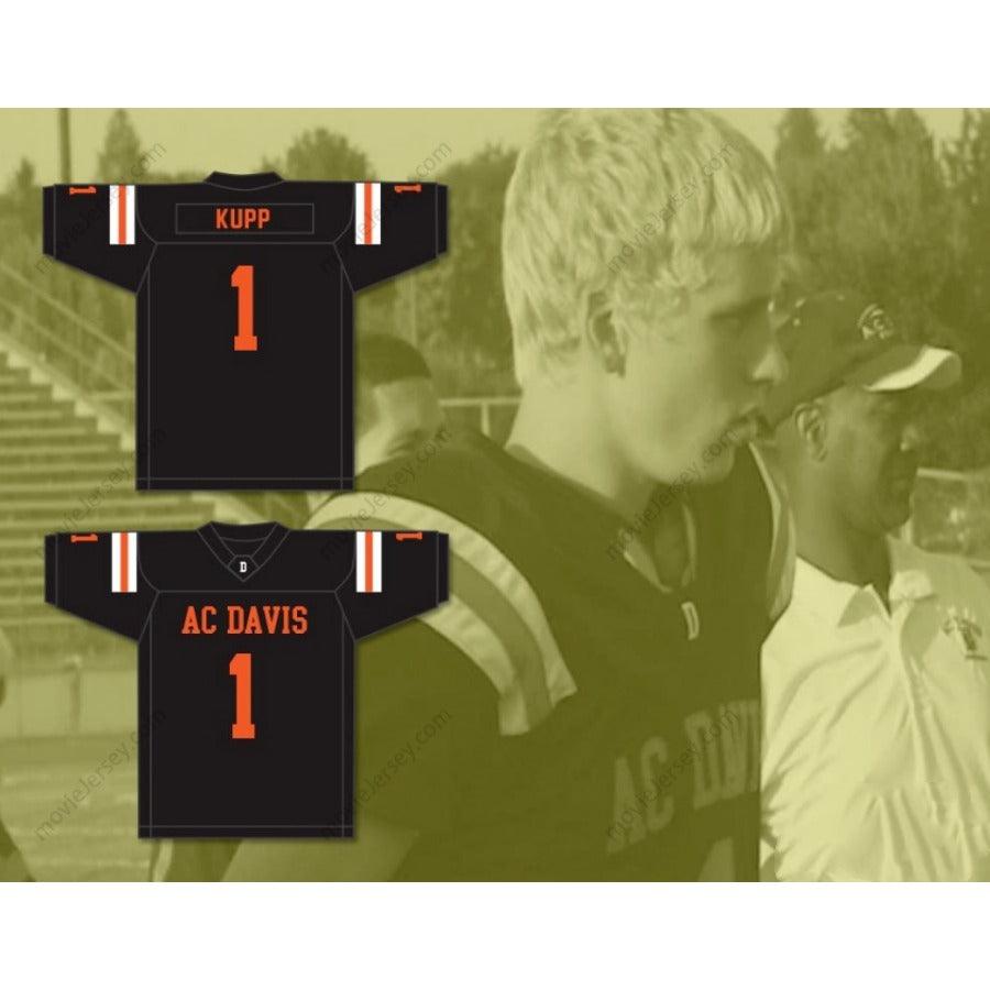 CUSTOM ANY Name Number COOPER KUPP 1 A.C. DAVIS HIGH SCHOOL PIRATES BLACK Football Jersey Top Stitched S-6XL