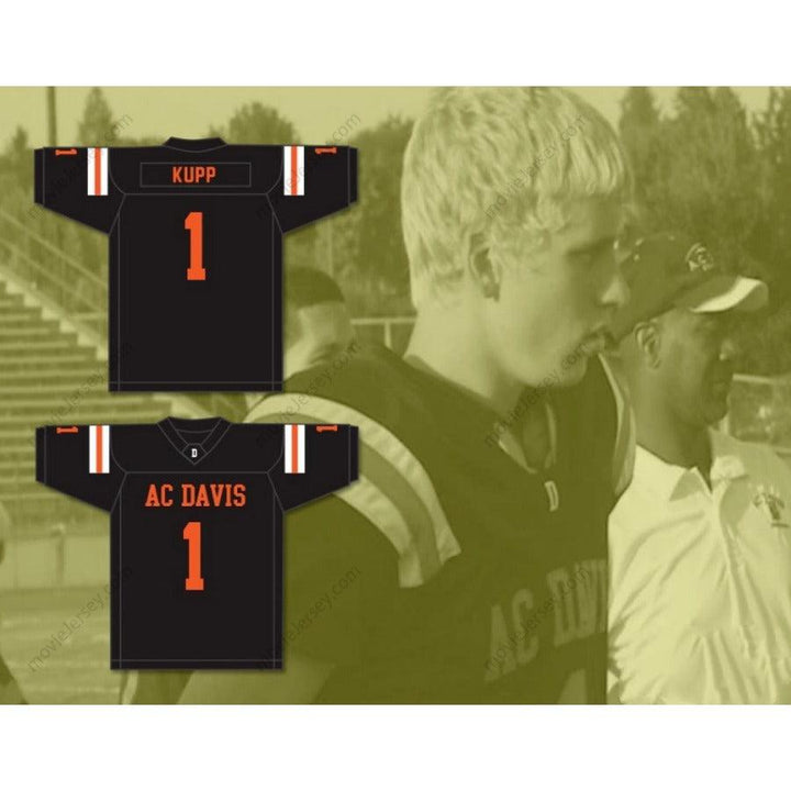 CUSTOM ANY Name Number COOPER KUPP 1 A.C. DAVIS HIGH SCHOOL PIRATES BLACK Football Jersey Top Stitched S-6XL