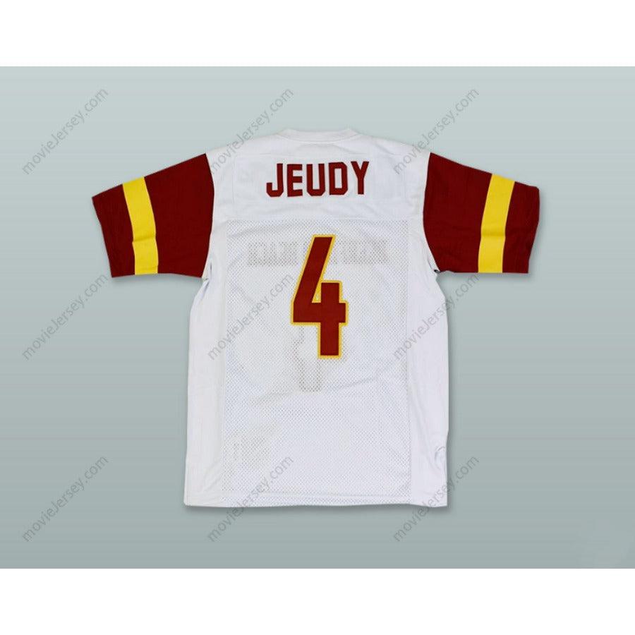 CUSTOM ANY Name Number JERRY JEUDY 4 DEERFIELD BEACH HIGH SCHOOL WHITE Football Jersey Top Stitched S-6XL