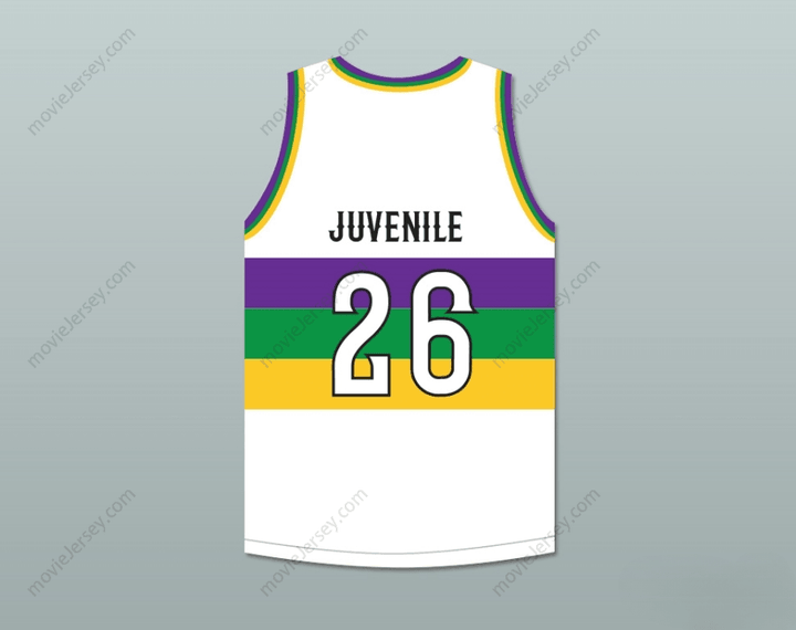 CUSTOM ANY Name Number JUVENILE 26 NOLA BOUNCE WHITE BASKETBALL JERSEY Top Stitched S-6XL