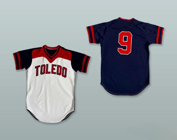 Custom Any Name Number TOLEDO MUD HENS 9 WHITE AND NAVY BLUE PULLOVER BASEBALL JERSEY Top Stitched S-6XL