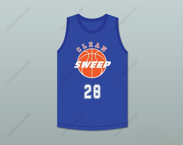 CUSTOM ANY Name Number T.J. 28 CLEAN SWEEP BLUE BASKETBALL JERSEY SLAM DUNK ERNEST Top Stitched S-6XL
