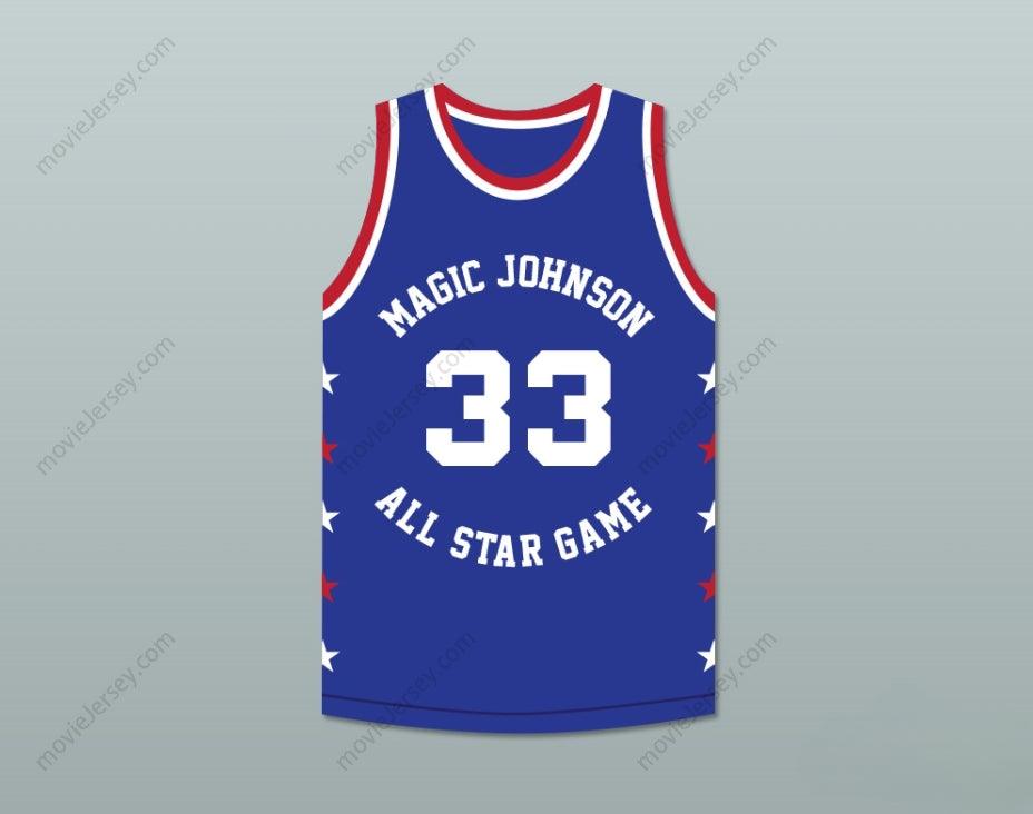 CUSTOM ANY Name Number ROBERT REID 33 MAGIC JOHNSON ALL STAR GAME BLUE BASKETBALL JERSEY 1986 MIDSUMMER NIGHT'S MAGIC CHARITY EVENT Top Stitched S-6XL