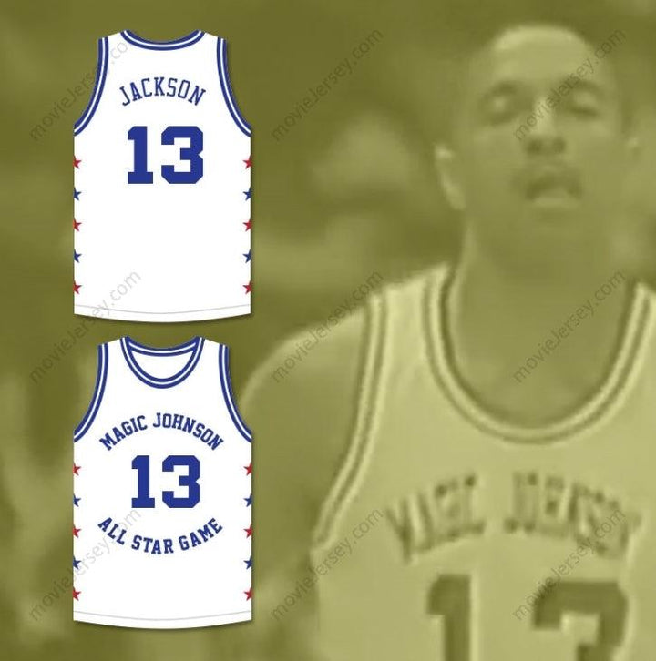 CUSTOM ANY Name Number MARK JACKSON 13 MAGIC JOHNSON ALL STAR GAME WHITE BASKETBALL JERSEY 1990 MIDSUMMER NIGHT'S MAGIC CHARITY EVENT Top Stitched S-6XL