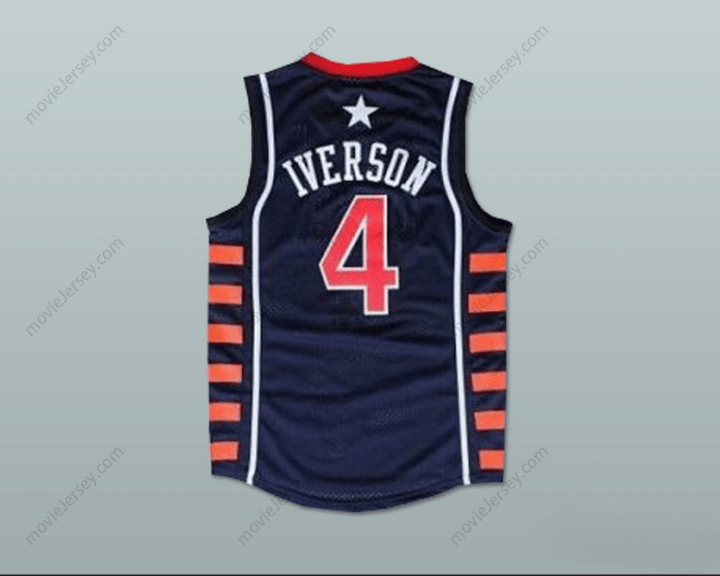 CUSTOM ANY Name Number ALLEN IVERSON 4 USA BASKETBALL JERSEY Top Stitched S-6XL