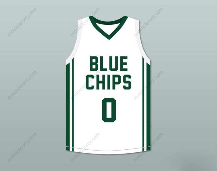 CUSTOM ANY Name Number LEBRON JAMES JR 0 BLUE CHIPS WHITE BASKETBALL JERSEY 1 Top Stitched S-6XL