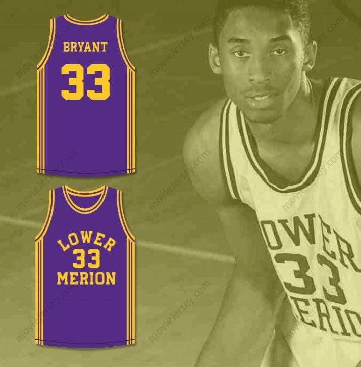 CUSTOM ANY Name Number  BRYANT 33 LOWER MERION HIGH SCHOOL ACES PURPLE BASKETBALL JERSEY 2 Top Stitched S-6XL