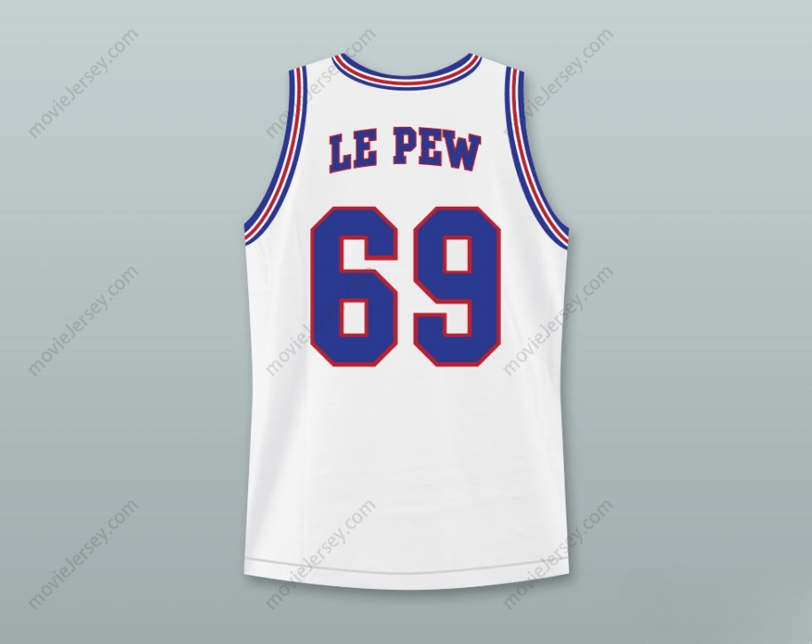 CUSTOM ANY Name Number SPACE JAM PEPÉ LE PEW 69 TUNE SQUAD BASKETBALL JERSEY WITH PEPÉ LE PEW PATCH Top Stitched S-6XL