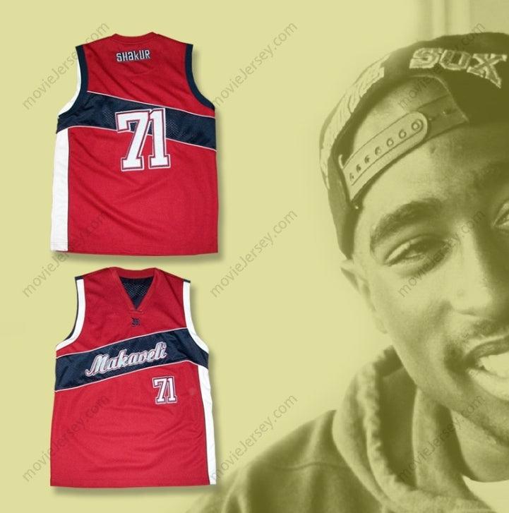 CUSTOM ANY Name Number TUPAC SHAKUR 71 MAKAVELI RED AND BLACK BASKETBALL JERSEY Top Stitched S-6XL