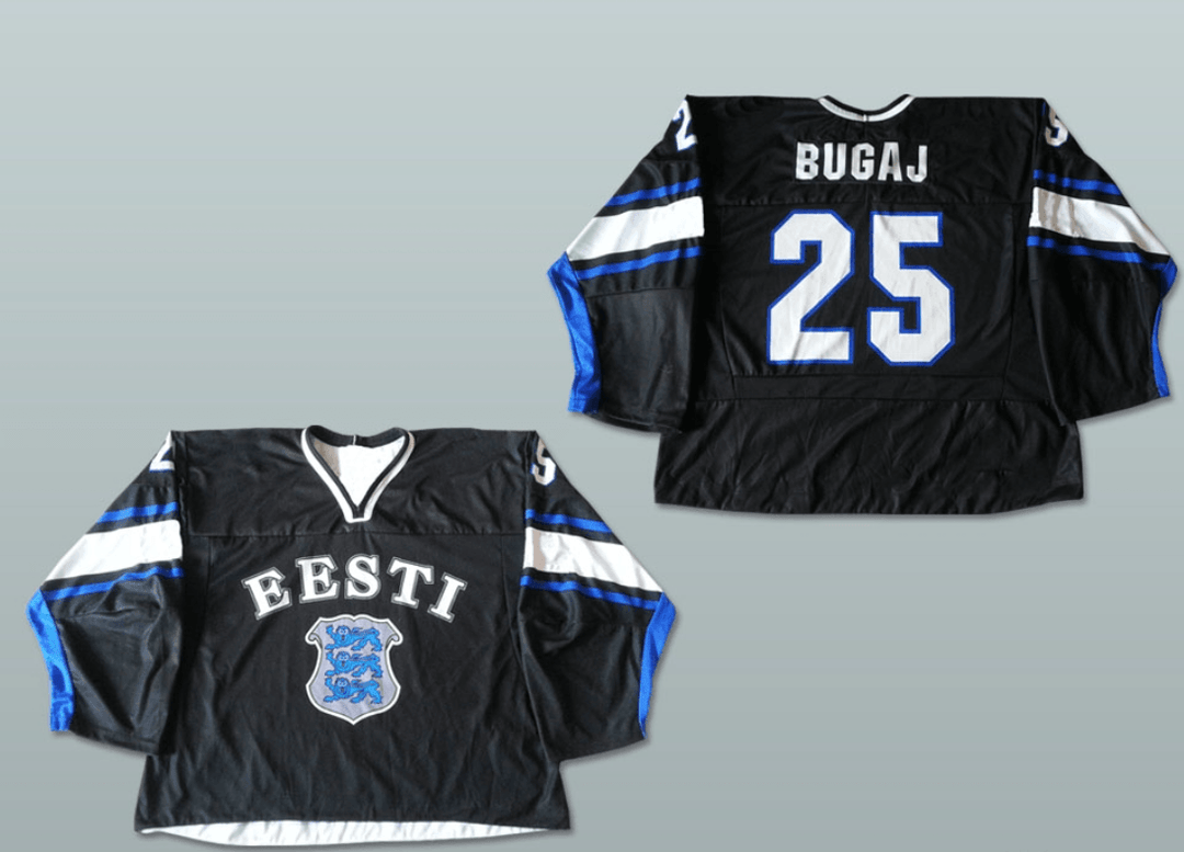 Custom Any Name Number ROLAND BUGAJ 25 ESTONIA HOCKEY JERSEY Top Stitched S-6XL