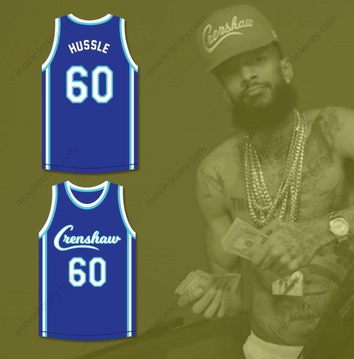 CUSTOM ANY Name Number NIPSEY HUSSLE 60 CRENSHAW BLUE BASKETBALL JERSEY Top Stitched S-6XL