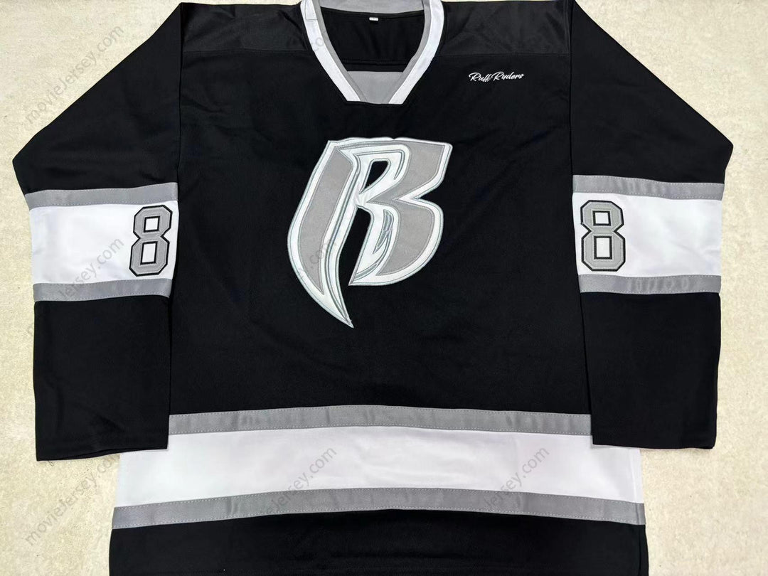 Custom Any Name Number ROUGH RYDERS 88 BLACK HOCKEY JERSEY Top Stitched S-6XL