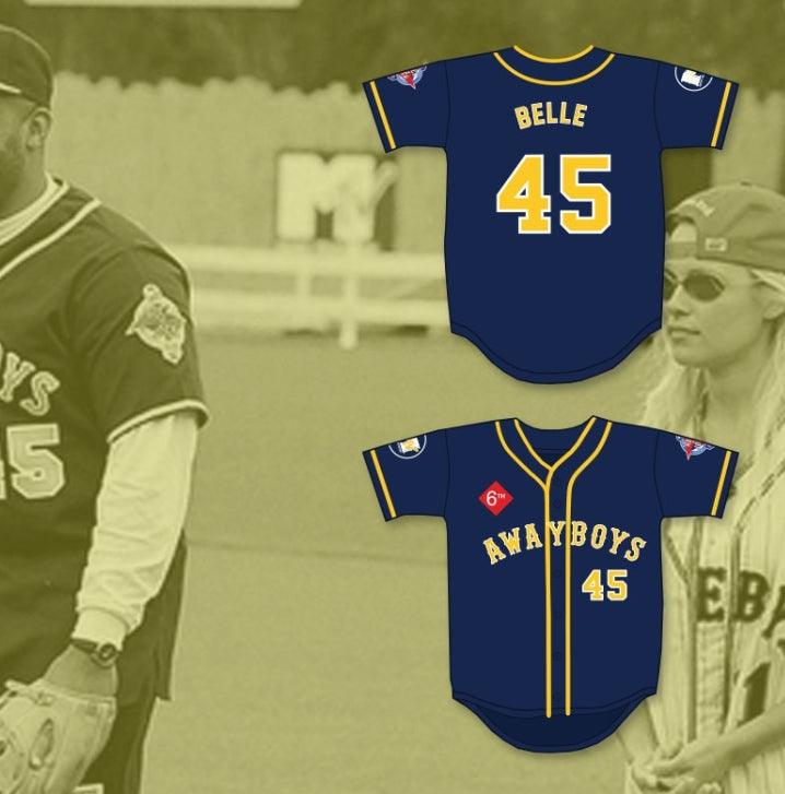 Custom Any Name Number BELLE 45 AWAYBOYS BASEBALL JERSEY 6TH ANNUAL ROCK N' JOCK SOFTBALL CHALLENGE 1995 Top Stitched S-6XL