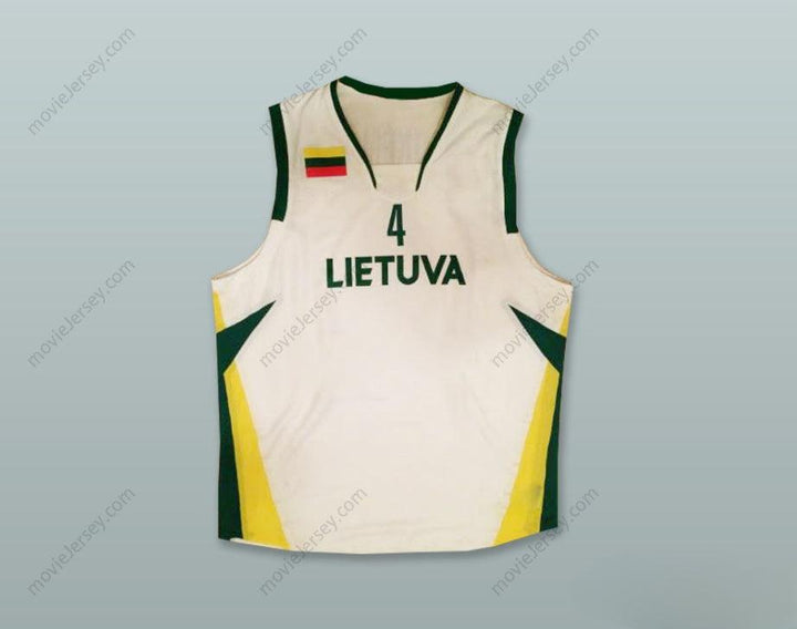 CUSTOM ANY Name Number RIMANTAS KAUKENAS 4 LIETUVA LITHUANIA WHITE BASKETBALL JERSEY Top Stitched S-6XL