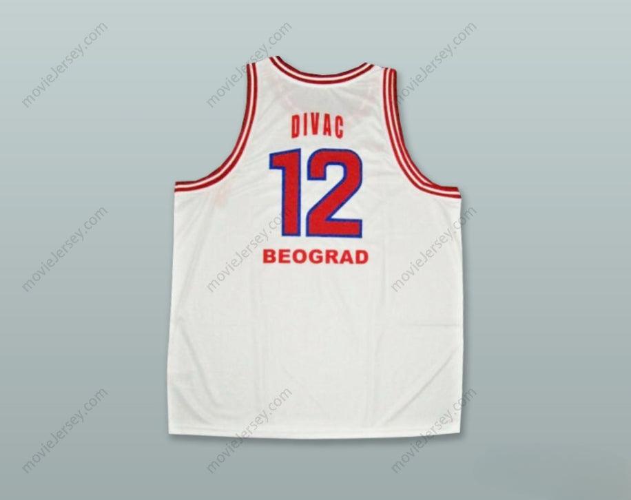 CUSTOM ANY Name Number VLADE DIVAC 12 KK CRVENA ZVEZDA RED STAR BEOGRAD SERBIA WHITE BASKETBALL JERSEY Top Stitched S-6XL