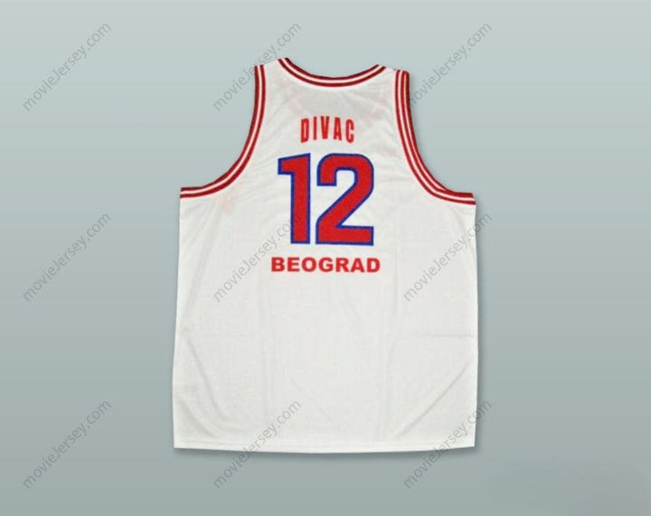 CUSTOM ANY Name Number VLADE DIVAC 12 KK CRVENA ZVEZDA RED STAR BEOGRAD SERBIA WHITE BASKETBALL JERSEY Top Stitched S-6XL