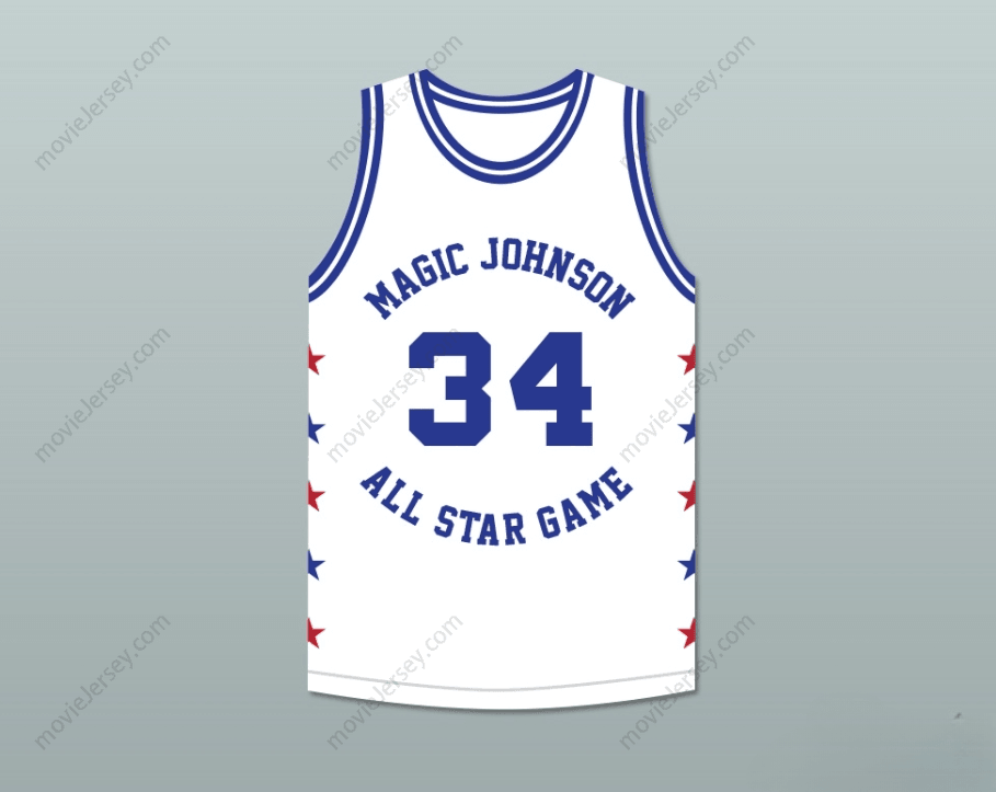 CUSTOM ANY Name Number CHARLES BARKLEY 34 MAGIC JOHNSON ALL STAR GAME WHITE BASKETBALL JERSEY 1986 MIDSUMMER NIGHT'S MAGIC CHARITY EVENT Top Stitched S-6XL