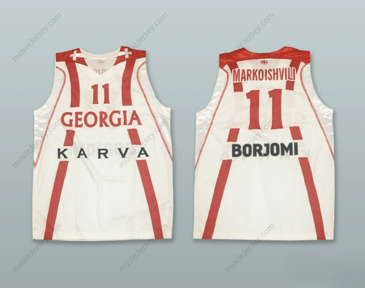 CUSTOM ANY Name Number MANUCHAR MARKOISHVILI 11 GEORGIA WHITE BASKETBALL JERSEY Top Stitched S-6XL