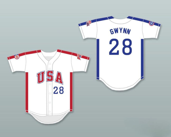 Custom Any Name Number CHRIS GWYNN 28 1984 USA TEAM WHITE BUTTON DOWN BASEBALL JERSEY Top Stitched S-6XL