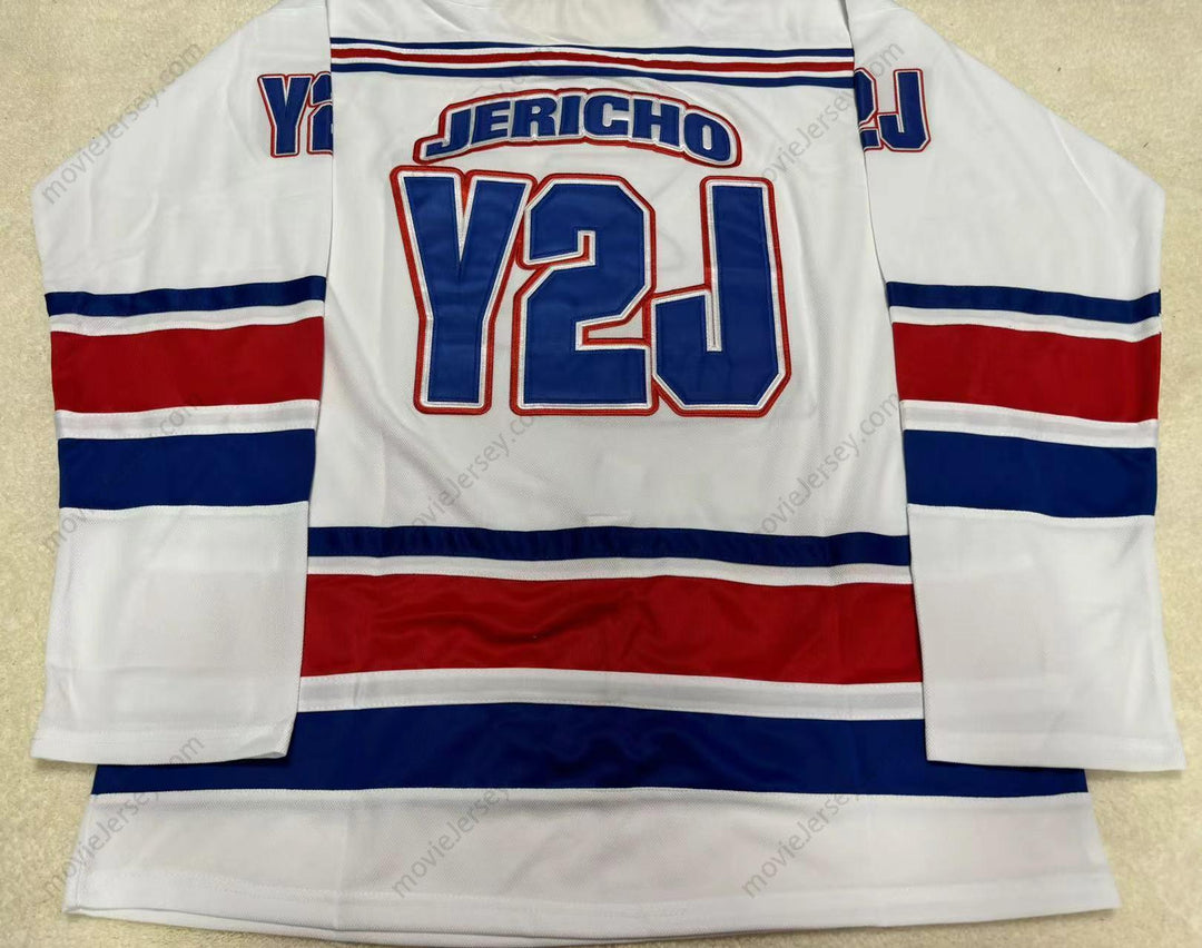 Custom Any Name Number CHRIS JERICHO Y2J WHITE HOCKEY JERSEY Top Stitched S-6XL