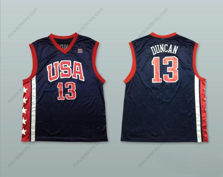 CUSTOM ANY Name Number TIM DUNCAN 13 USA TEAM AWAY BASKETBALL JERSEY Top Stitched S-6XL