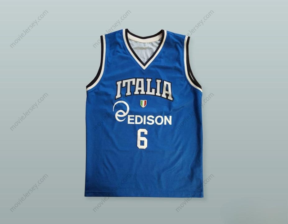 CUSTOM ANY Name Number STEFANO MANCINELLI 6 ITALIA BASKETBALL JERSEY WITH PATCH Top Stitched S-6XL