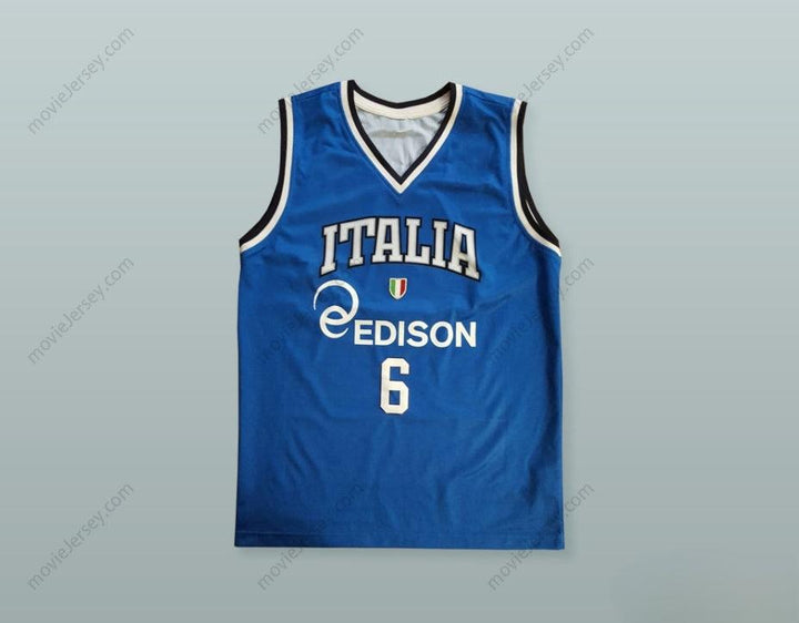 CUSTOM ANY Name Number STEFANO MANCINELLI 6 ITALIA BASKETBALL JERSEY WITH PATCH Top Stitched S-6XL
