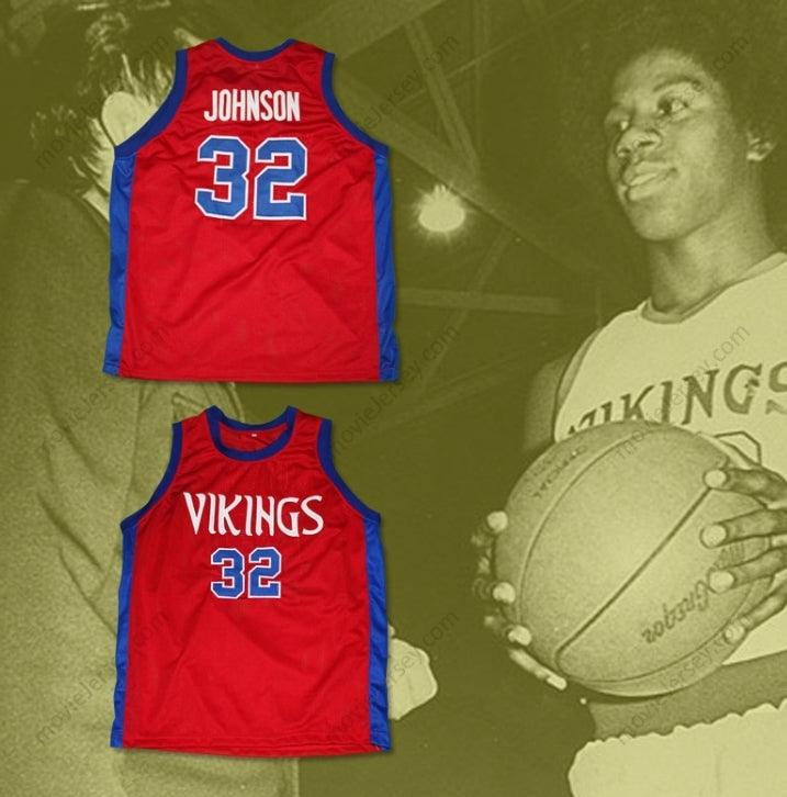 CUSTOM ANY Name Number MAGIC JOHNSON 32 LANSING EVERETT HIGH SCHOOL VIKINGS BASKETBALL JERSEY RED Top Stitched S-6XL