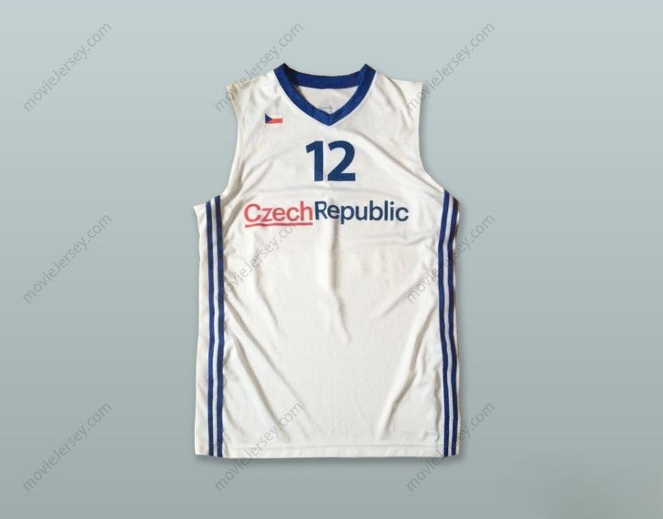 CUSTOM ANY Name Number DAVID JELINEK 12 CZECH REPUBLIC WHITE BASKETBALL JERSEY Top Stitched S-6XL