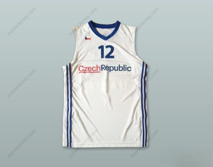 CUSTOM ANY Name Number DAVID JELINEK 12 CZECH REPUBLIC WHITE BASKETBALL JERSEY Top Stitched S-6XL