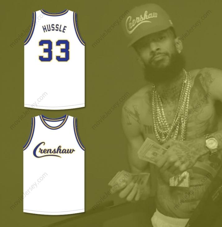 CUSTOM ANY Name Number NIPSEY HUSSLE 33 CRENSHAW WHITE BASKETBALL JERSEY Top Stitched S-6XL