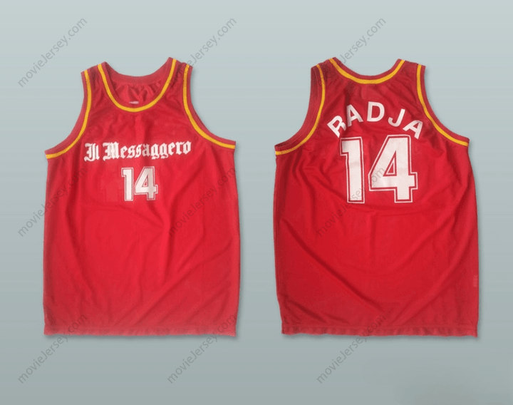 CUSTOM ANY Name Number DINO RADJA 14 MESSAGGERO ROMA RED BASKETBALL JERSEY Top Stitched S-6XL