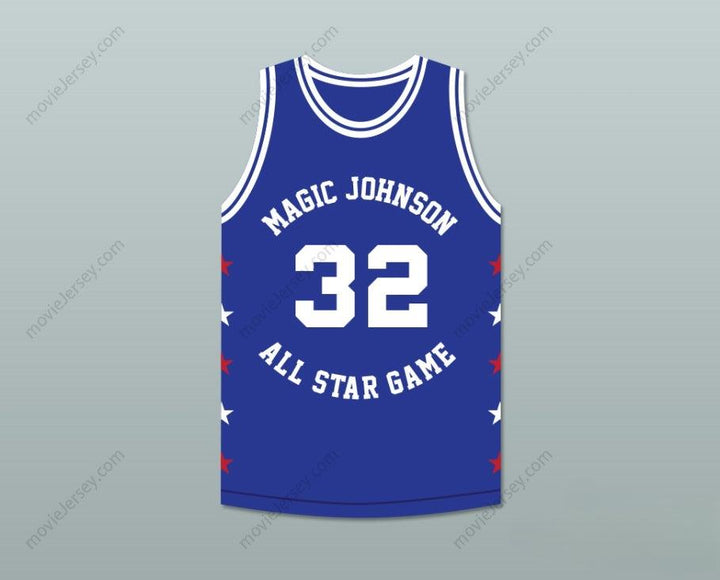 CUSTOM ANY Name Number KARL MALONE 32 MAGIC JOHNSON ALL STAR GAME BLUE BASKETBALL JERSEY 1989 MIDSUMMER NIGHT'S MAGIC CHARITY EVENT Top Stitched S-6XL