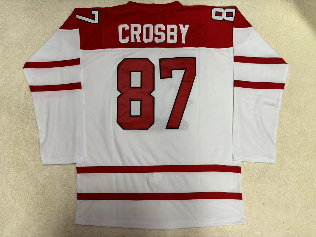 Custom Any Name Number SIDNEY CROSBY 87 CANADA WHITE HOCKEY JERSEY Top Stitched S-6XL
