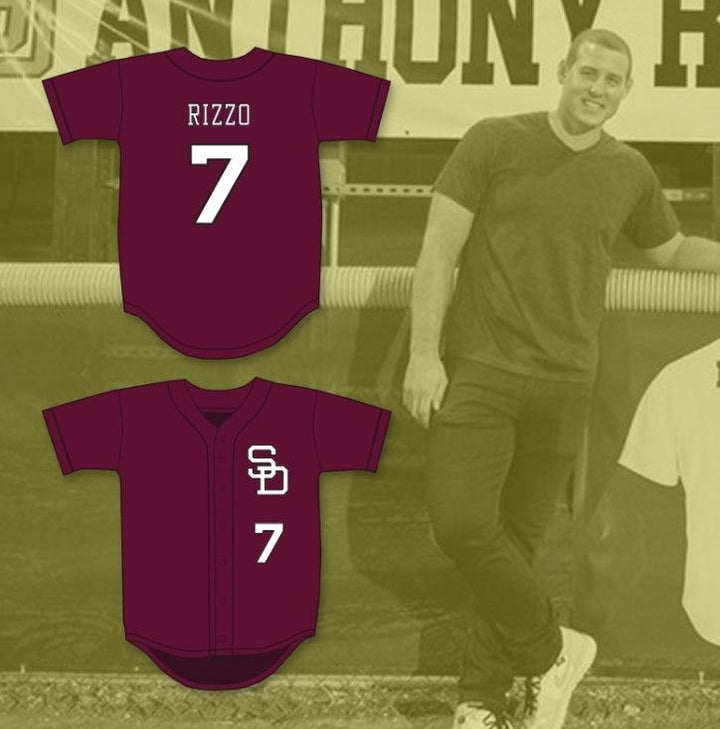 Custom Any Name Number ANTHONY RIZZO 7 STONEMAN DOUGLAS HIGH SCHOOL  MAROON BASEBALL JERSEY 2 Top Stitched S-6XL