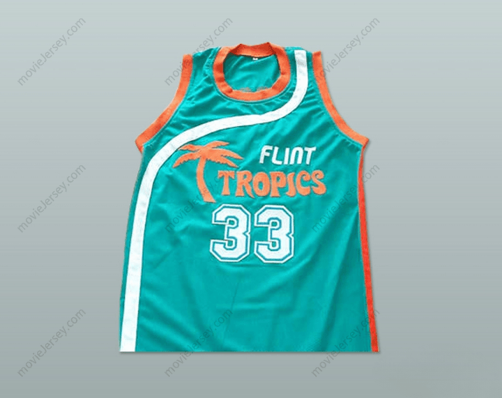 CUSTOM ANY Name Number WILL FERRELL FLINT TROPICS 33 JACKIE MOON TEAL BASKETBALL JERSEY SEMI PRO Top Stitched S-6XL