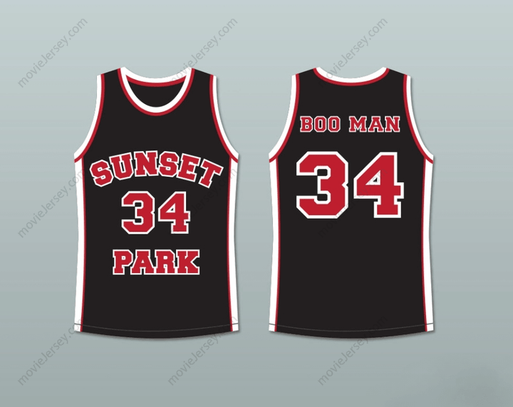 CUSTOM ANY Name Number GUY TORRY BOO MAN 34 SUNSET PARK BLACK BASKETBALL JERSEY Top Stitched S-6XL