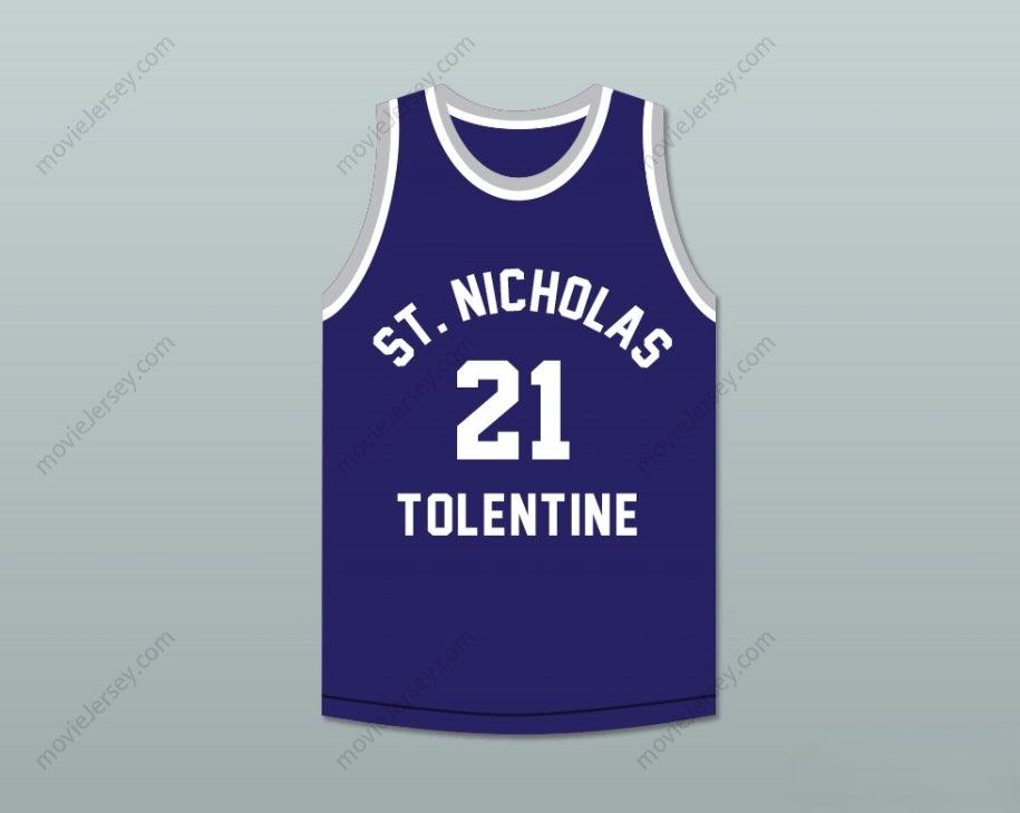 CUSTOM ANY Name Number MALIK SEALY 21 ST. NICHOLAS OF TOLENTINE HIGH SCHOOL NAVY BLUE BASKETBALL JERSEY Top Stitched S-6XL