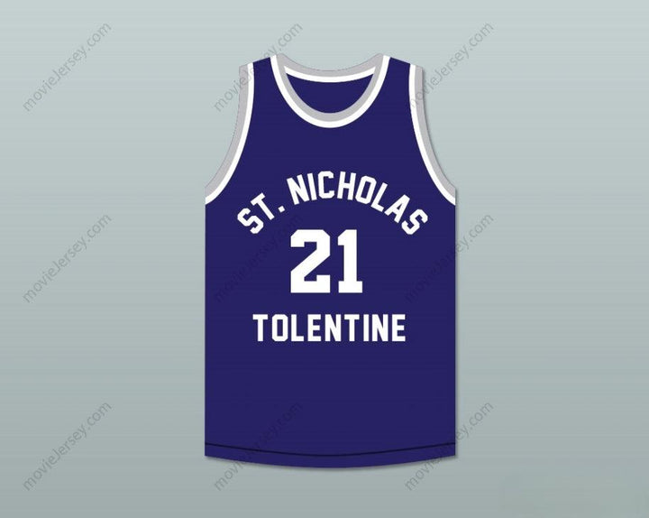 CUSTOM ANY Name Number MALIK SEALY 21 ST. NICHOLAS OF TOLENTINE HIGH SCHOOL NAVY BLUE BASKETBALL JERSEY Top Stitched S-6XL
