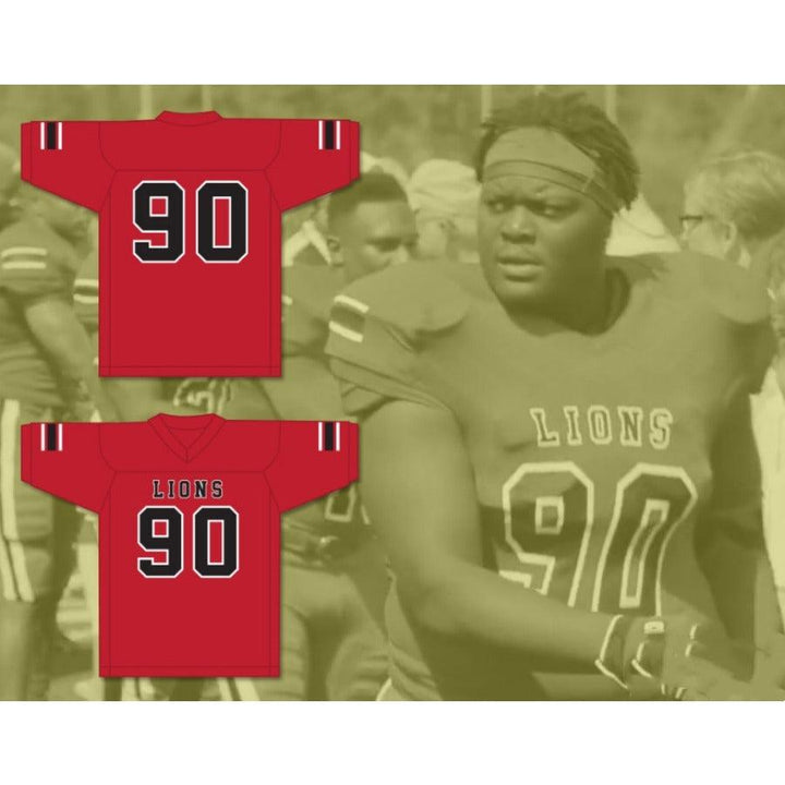 CUSTOM ANY Name Number RONALD OLLIE 90 EMCC LIONS FOOTBALL JERSEY INCLUDES PATCHES Top Stitched S-6XL