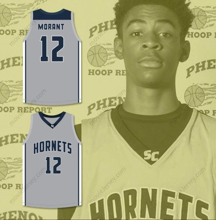 CUSTOM ANY Name Number JA MORANT 12   HORNETS GRAY BASKETBALL JERSEY 2 Top Stitched S-6XL