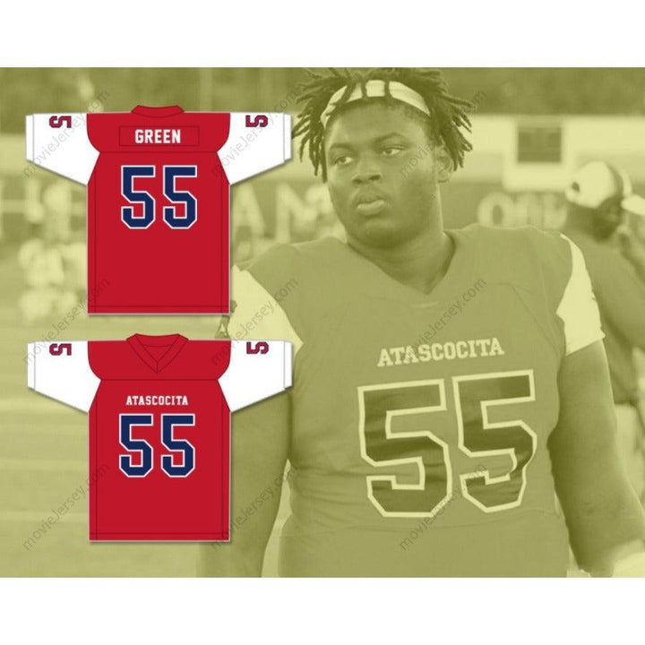 CUSTOM ANY Name Number KENYON GREEN 55 ATASCOCITA HIGH SCHOOL  Football Jersey Top Stitched S-6XL