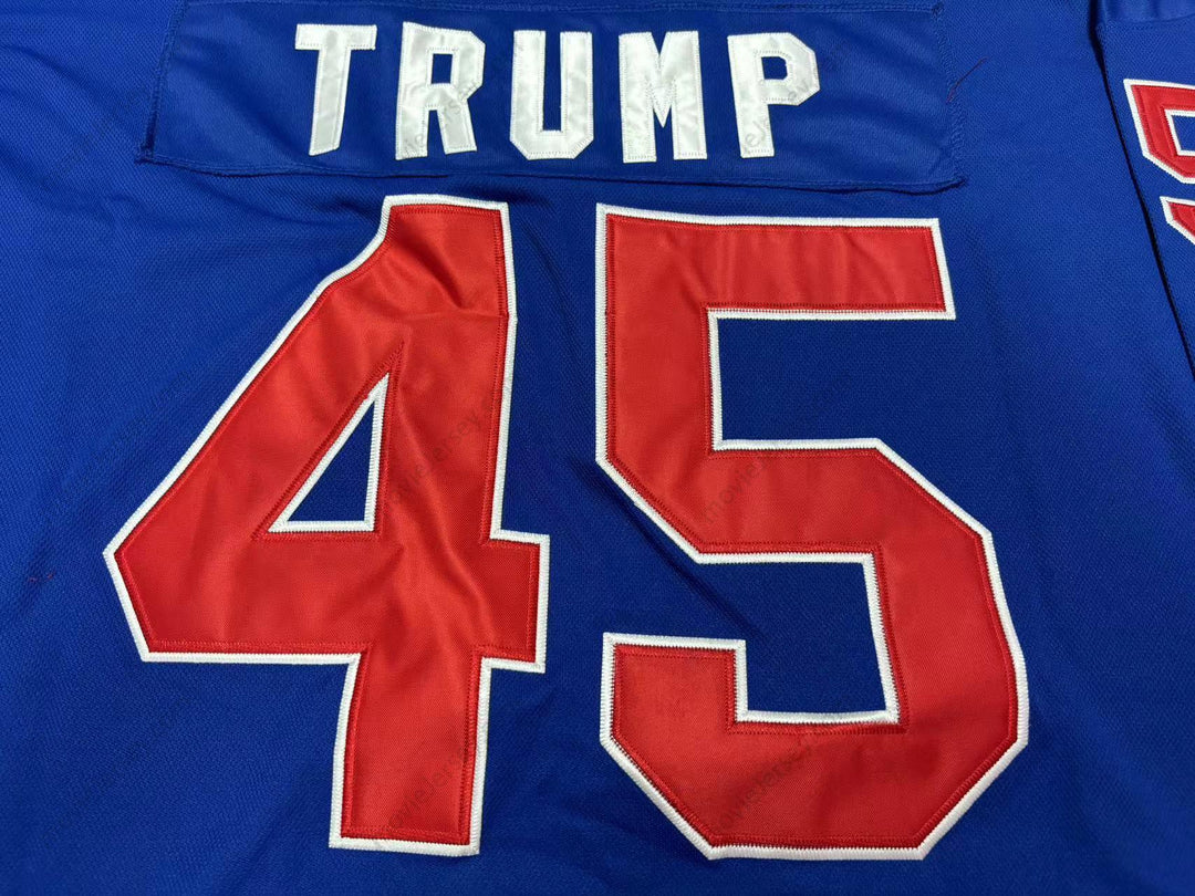 Custom Any Name Number DONALD TRUMP 45 USA 1980 STYLE BLUE HOCKEY JERSEY Top Stitched S-6XL