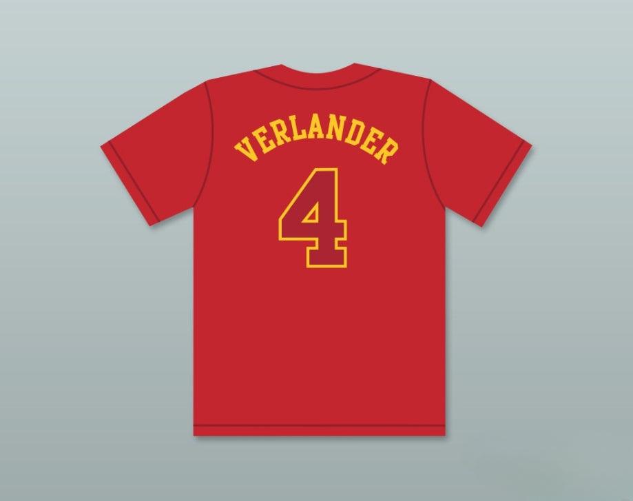 Custom Any Name Number JUSTIN VERLANDER 4  HIGH SCHOOL BULLDOGS RED BASEBALL JERSEY 3 Top Stitched S-6XL